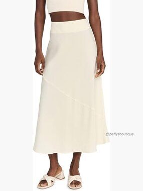 High Rise Midi Slip Skirt with Side Zip, Lightweight